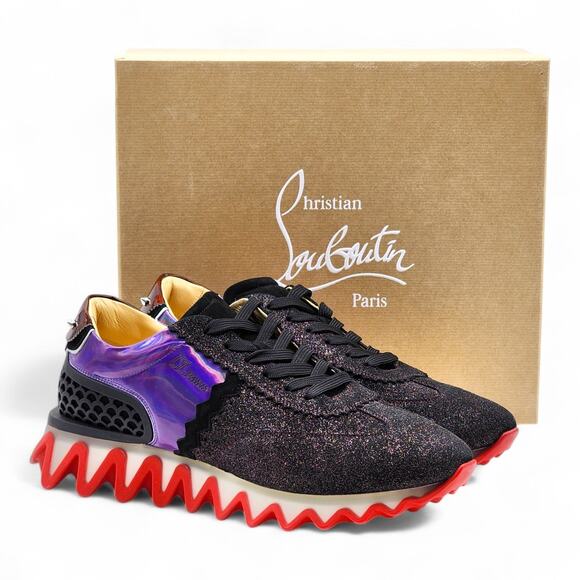 Christian Louboutin Loubishark Black Purple Red Men's Sneakers EU 44 US 11 - NWB - Picture 1 of 10